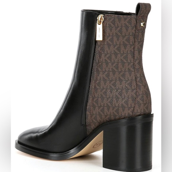 Michael Kors Regan Leather MK Signature Print Heeled Booties - Picture 3 of 6